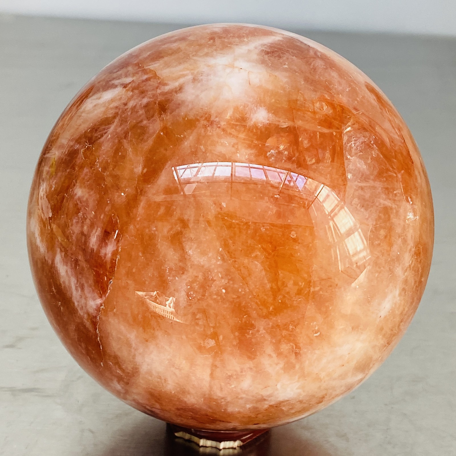 Natural Red Glue Flower Quartz Sphere Crystal Ball Healing 2000G