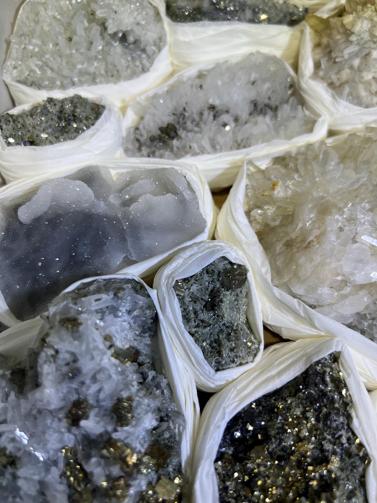 Bolivian Minerals Crystal Mixed Collection (Large 15×10 Inch Flat) Pyrite