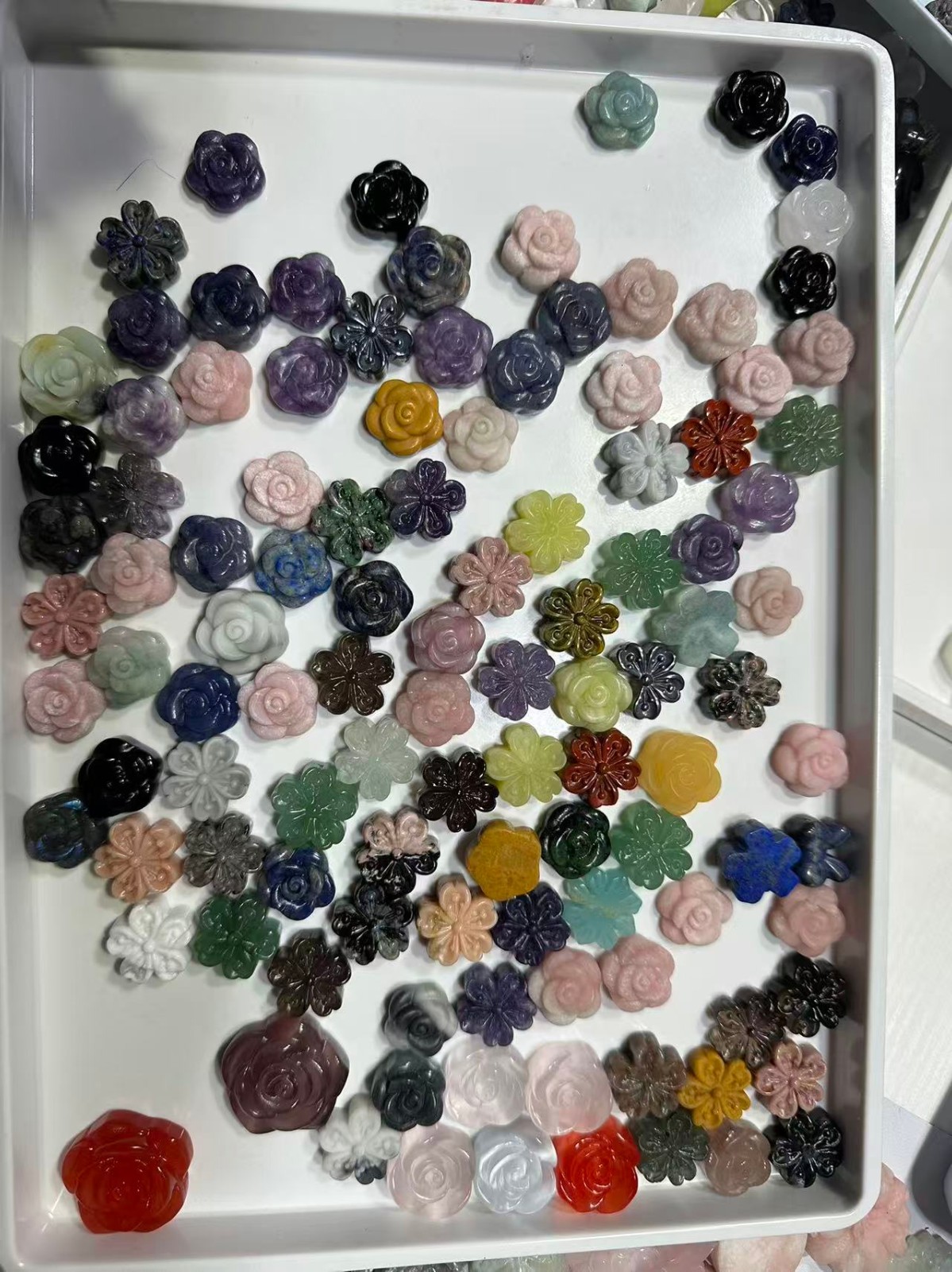 10pc Natural Mix Quartz Carved Flower Skull Crystal Reiki Healing Decor Random