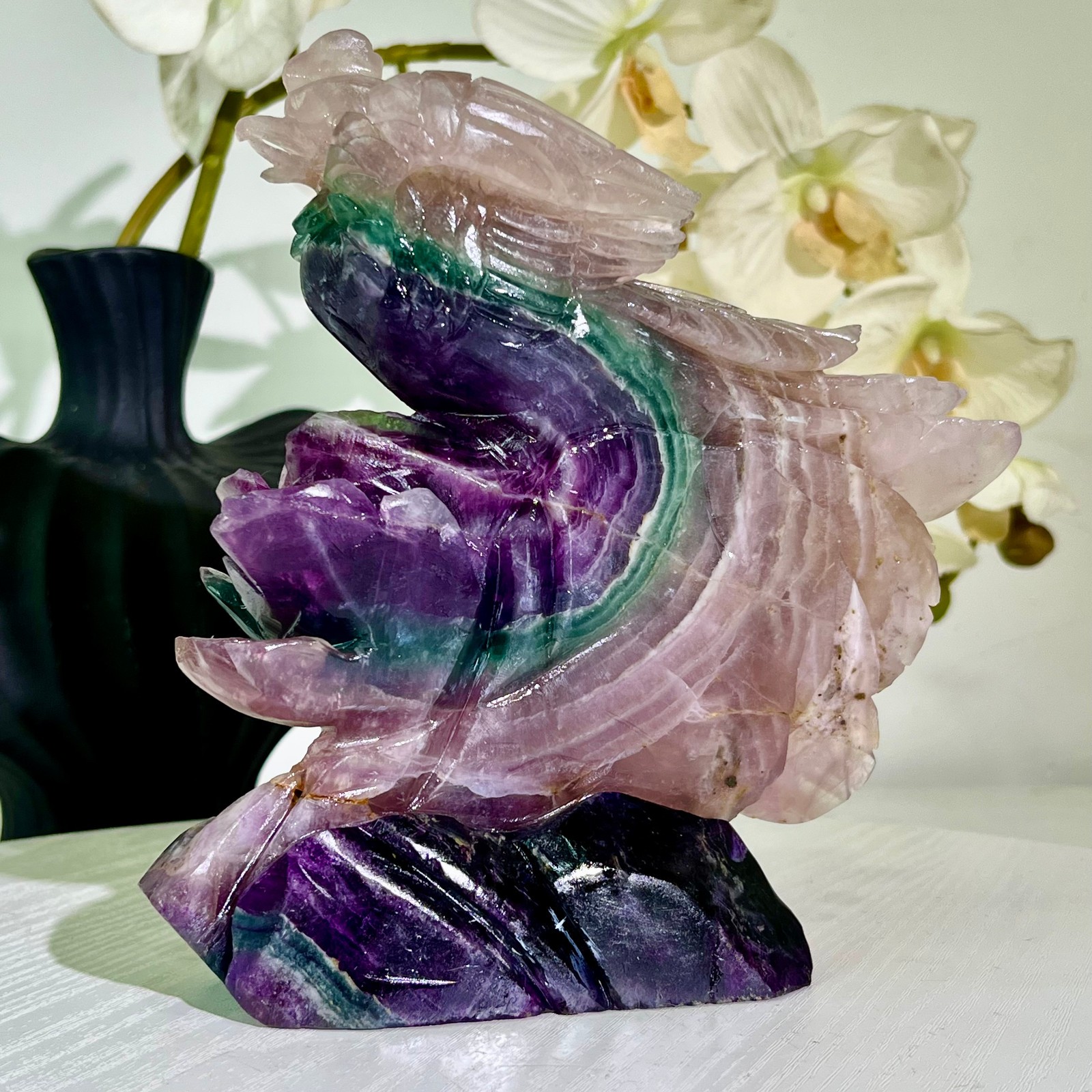 3.5LB Natural fluorite quartz products, hand carved and polished spiritual orna