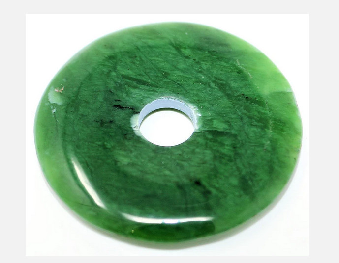 DARK GREEN JADE DONUTS 5 PIECES 30mm – Gorgeous Lucky Amulet – Nephrite Jade