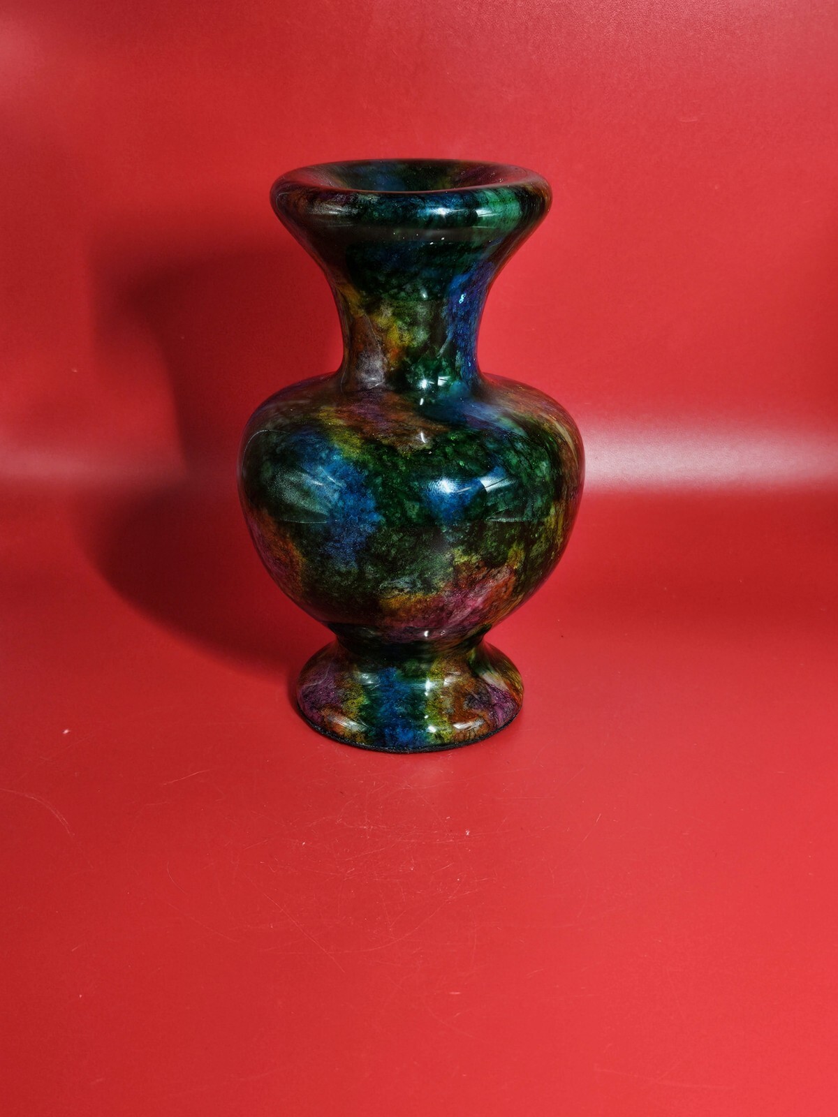 Beautiful Rare Polished Taiwan Seven Colours Natural Jade Stone Vase Bottle 1+LB