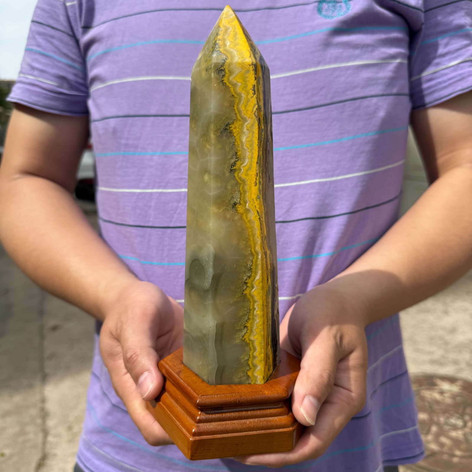 1168g Natural Bumblebee Jasper Tower Point Rare Crystal Healing With Stand
