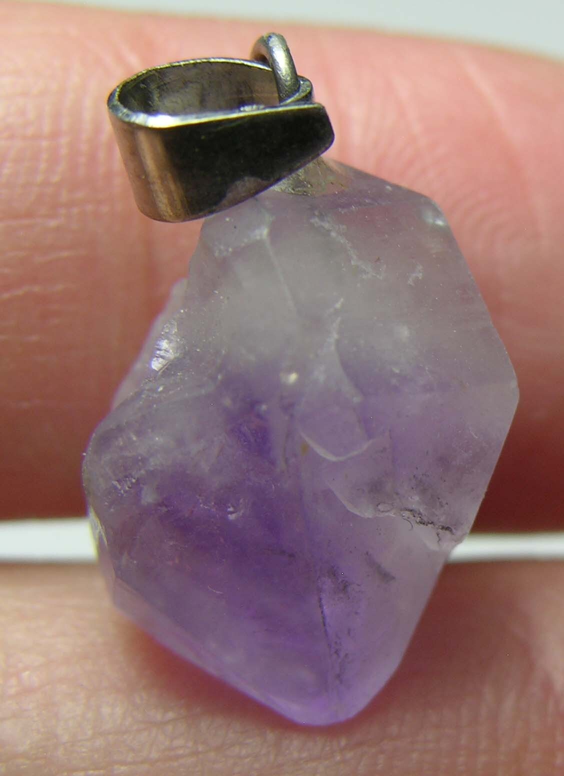 #35 Raw Rough 12.15ct 100% Natural Amethyst Crystal Point Pendant 2.40g 16.00mm