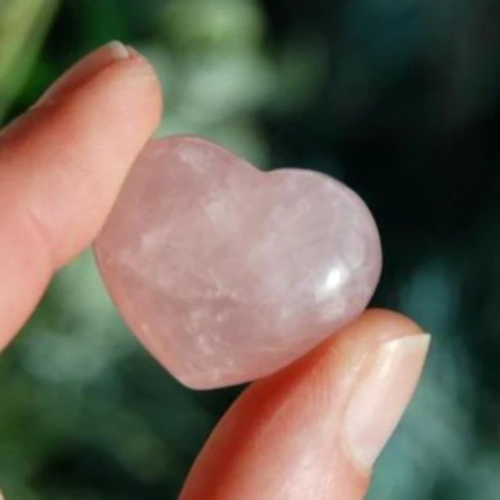 ONE 1in Rose Quartz Crystal Heart Shaped Pocket Stone