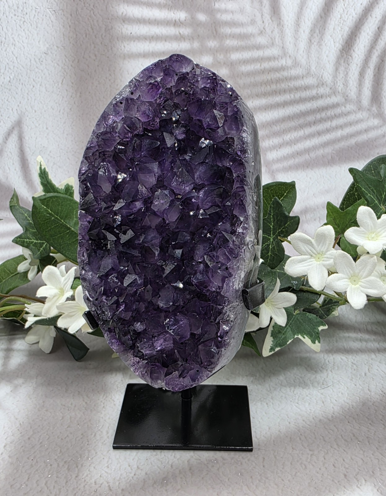 Uruguay Amethyst Geode Crystal Display Piece, Complimentary Utility Stand Inclue