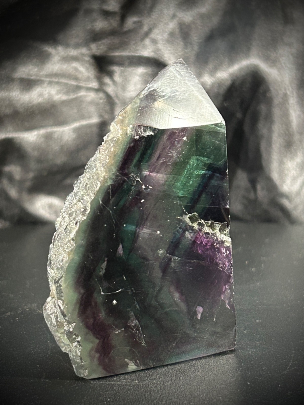 3″ Rainbow Fluorite 4 Polished/1 Rough Side Tower 6.3oz (179 grams)