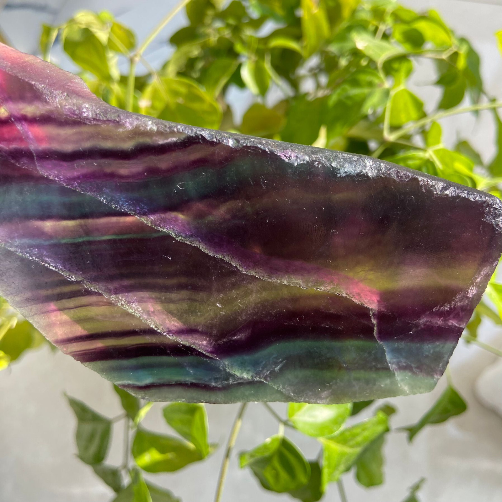 190g Rainbow Fluorite Stone Slab Slice Quartz Crystal Specimen Healing No Stand