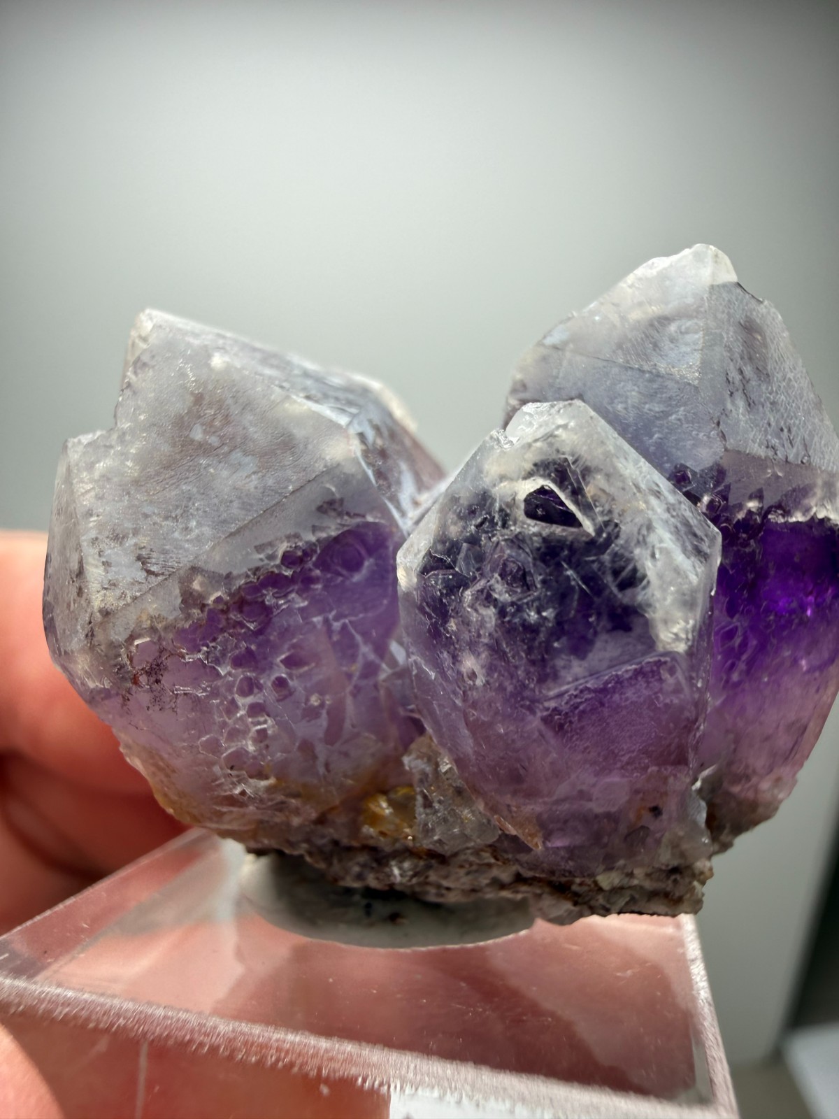 Amethyst Cluster with snowy white Quartz tips! Orange River, South Africa- NICE!