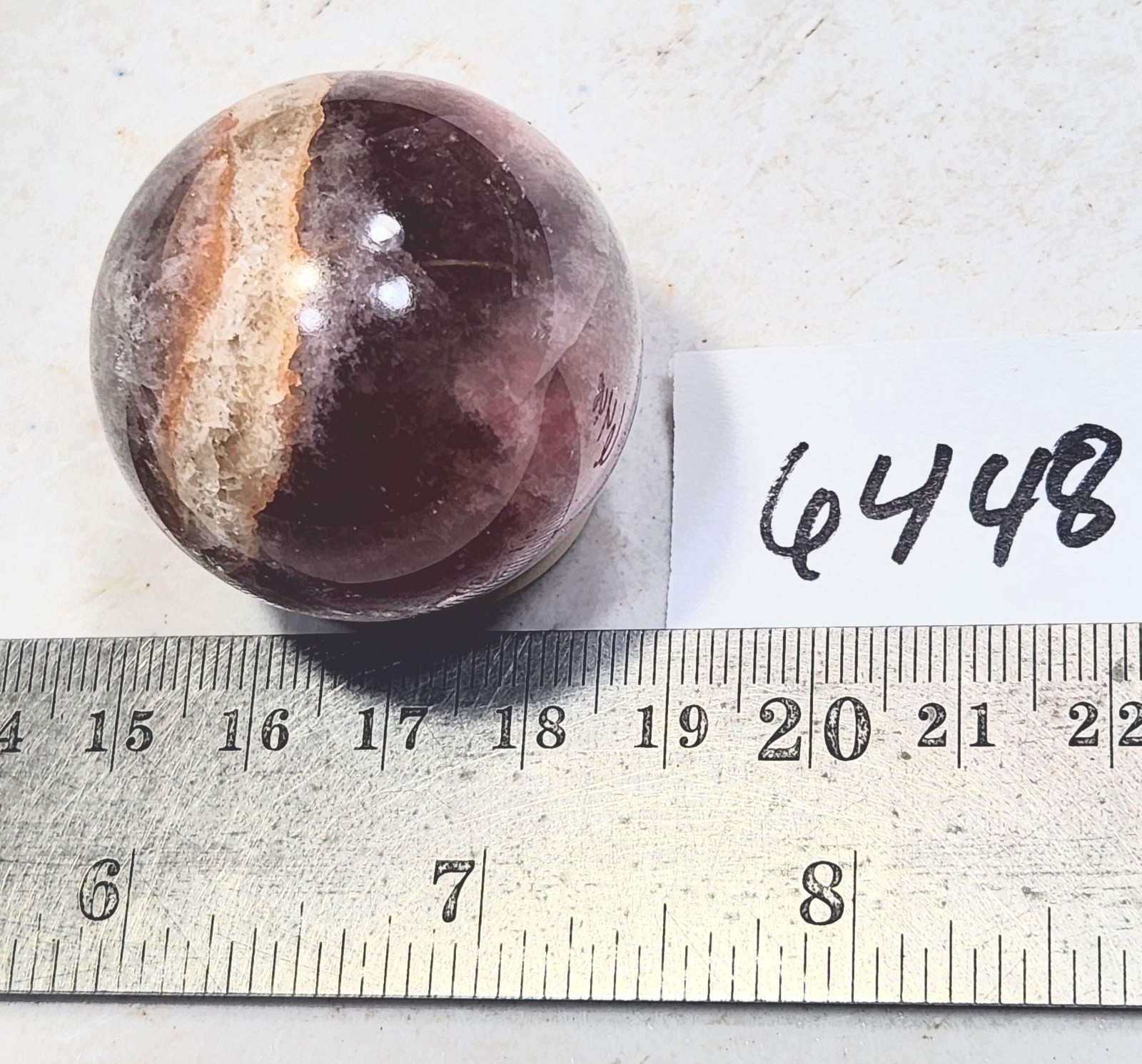 Fluorescent Boquillas Calcite 38mm Sphere – Stunning SW LW Mexican Mineral 6448