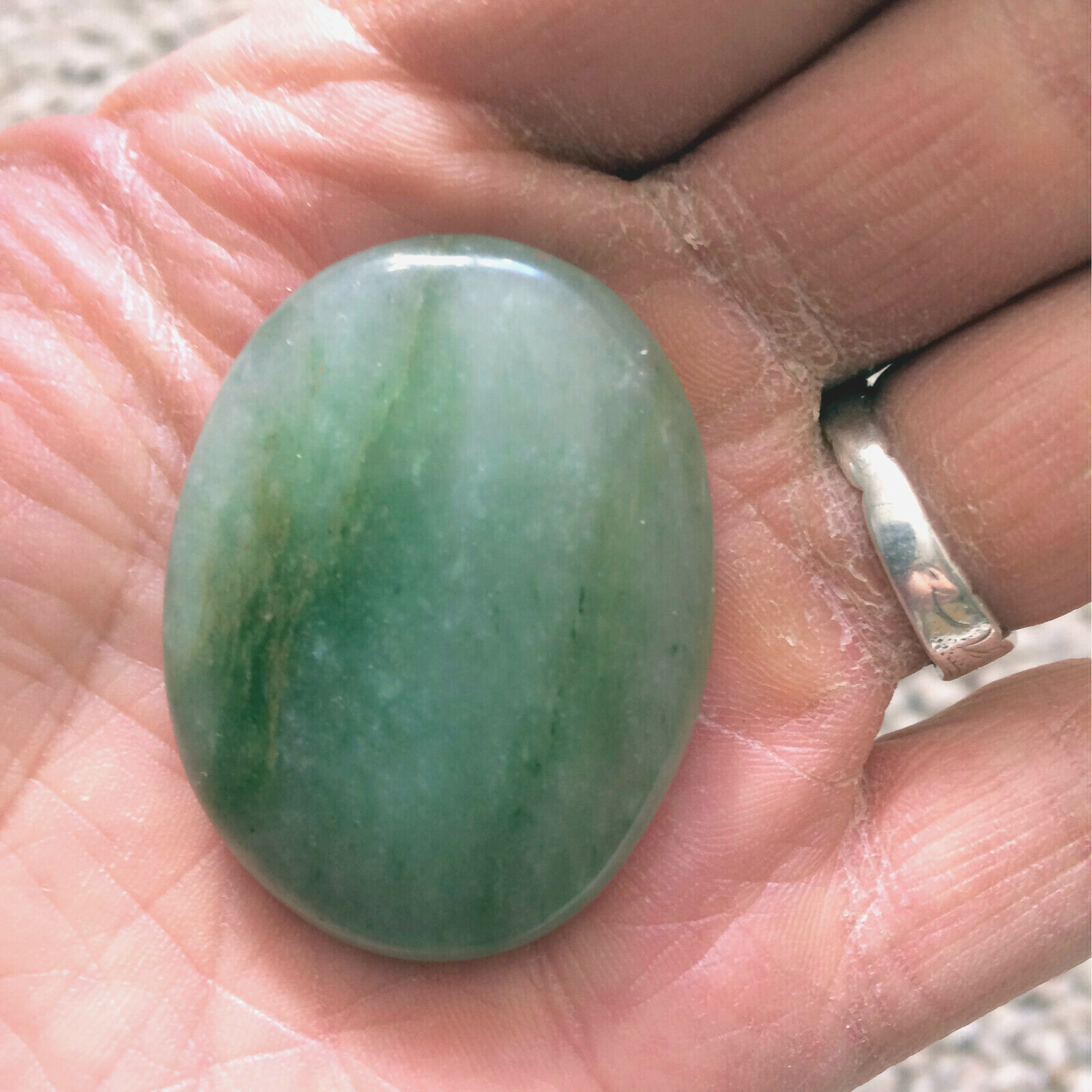 Natural Jade Palm Stone Green Rock Crystal Healing Reiki Polished Worry Stone
