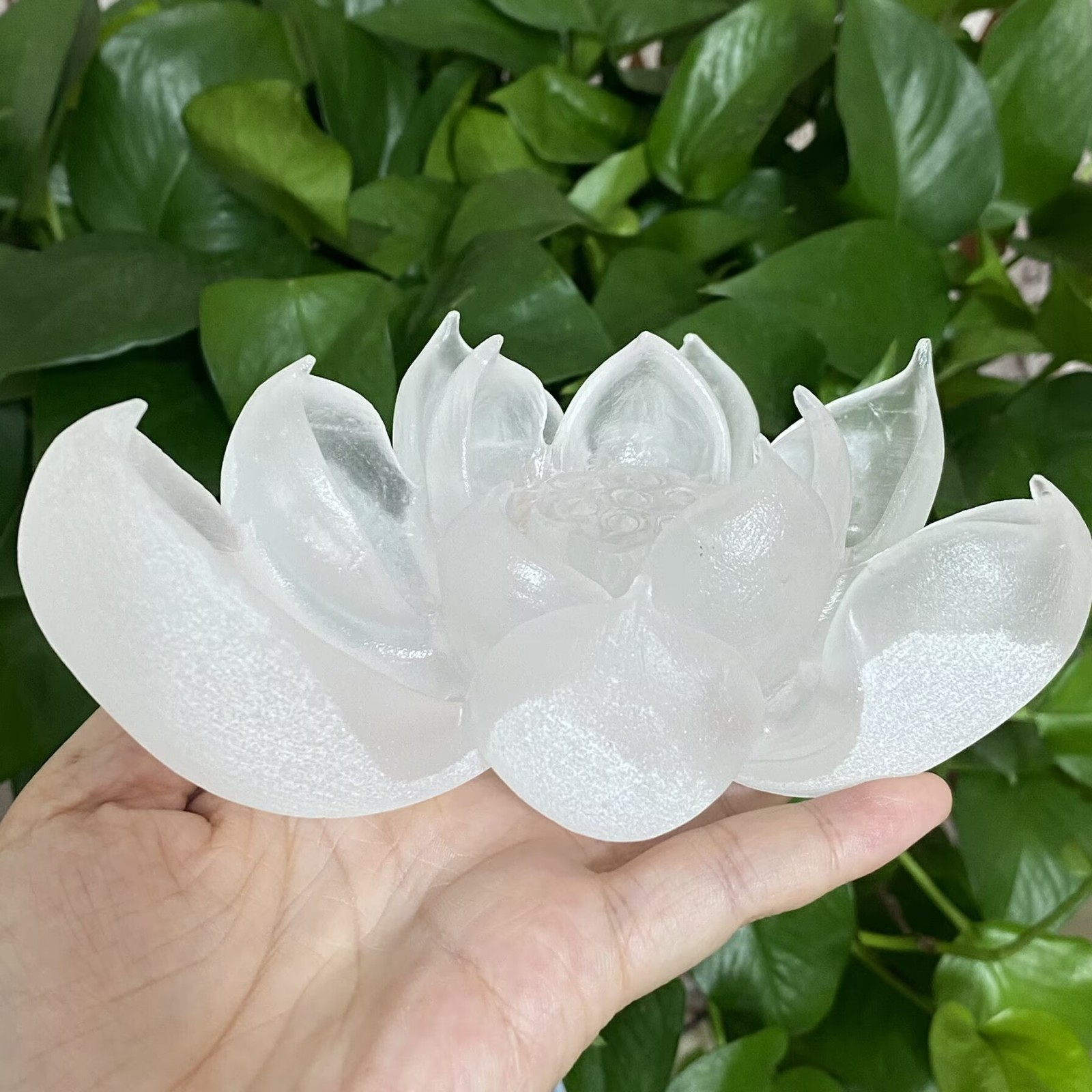 605g Natural clear quartz lotus crystal hand carved mineral specimen gift