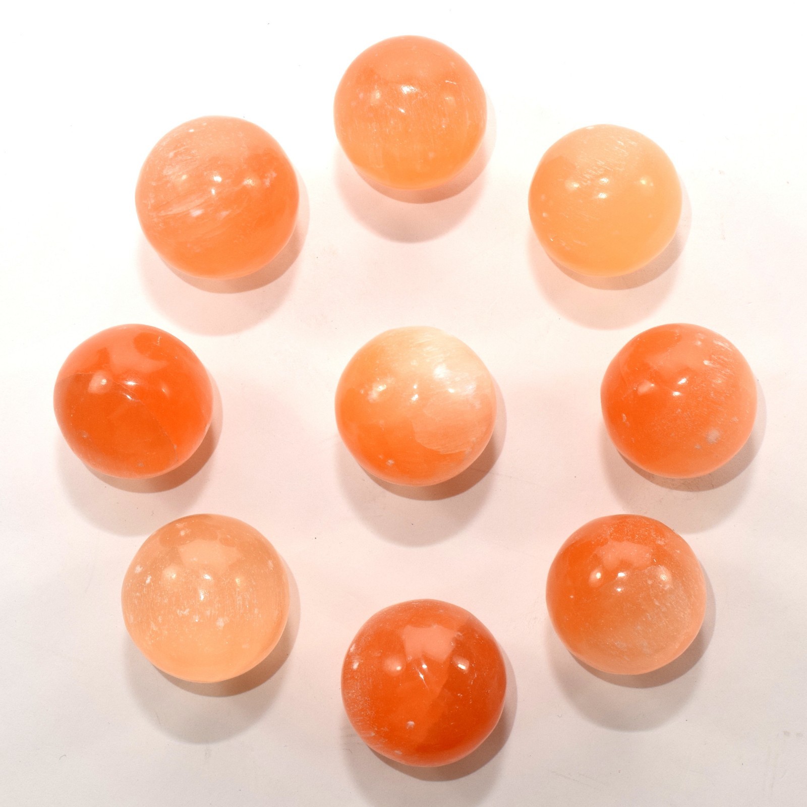 40mm Natural Orange Selenite Sphere Sparkling Crystal Mineral Ball Morocco (1PC)