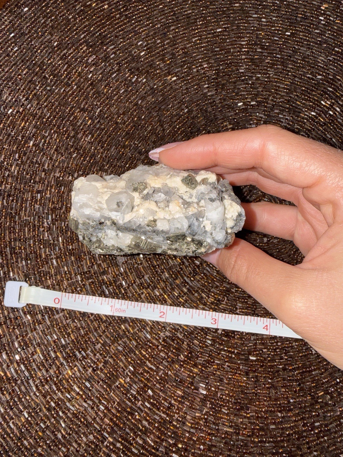 Pyrite Cubes on Quartz Crystal Cluster Mineral Specimen Display Piece 0.99 lb