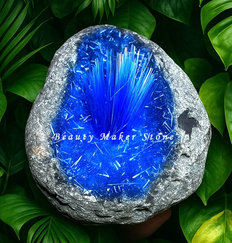 Natural meteorite Specimen, quartz crystal,Goethite, Blue copper ore, Decoration