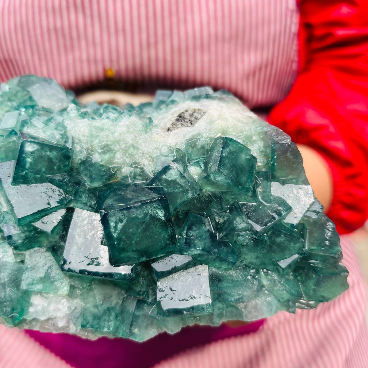 5.83LB Natural Green Fluorite Crystal Cluster Cubic Fluorite Specimen healing