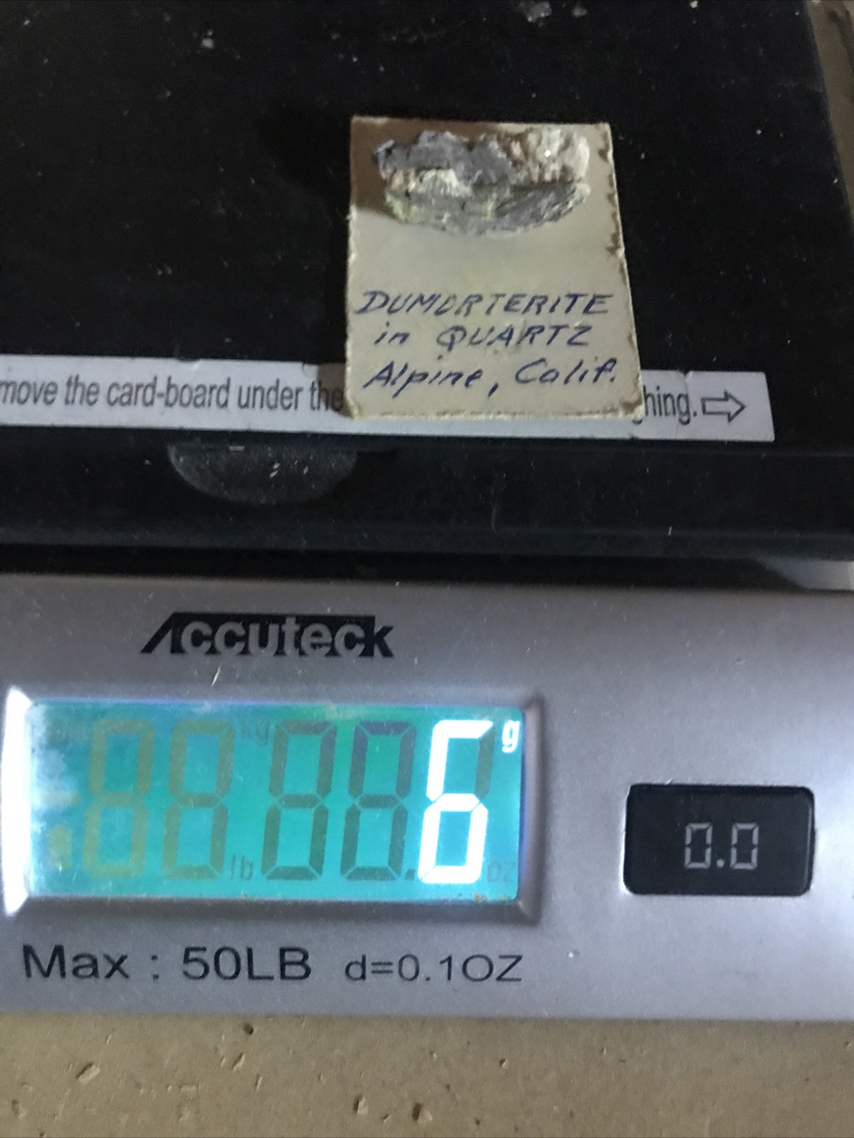 Dumortierite In Quartz ~5 Gramm 25 Ct. Alpine California Size 1”x1/2”