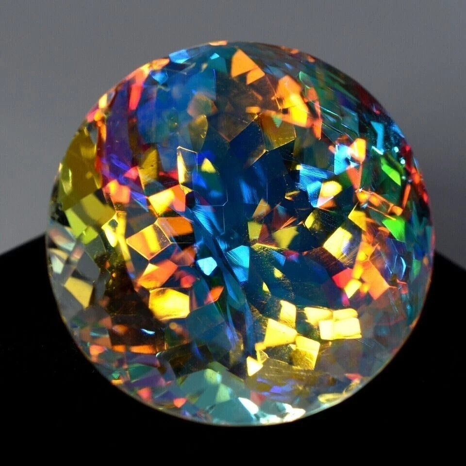 94.65 Ct+ Natural Mystic Topaz Rainbow Color Round Cut Certified Loose Gemstone