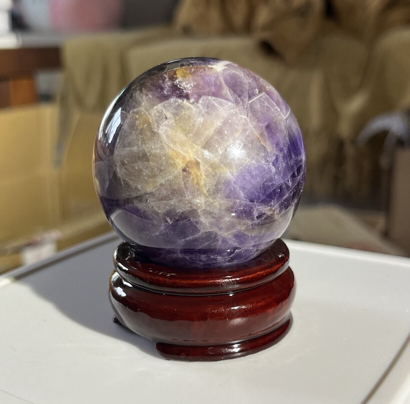 Natural Dream Amethyst spheres approx. 2.25 Inches 258g With Purple banding