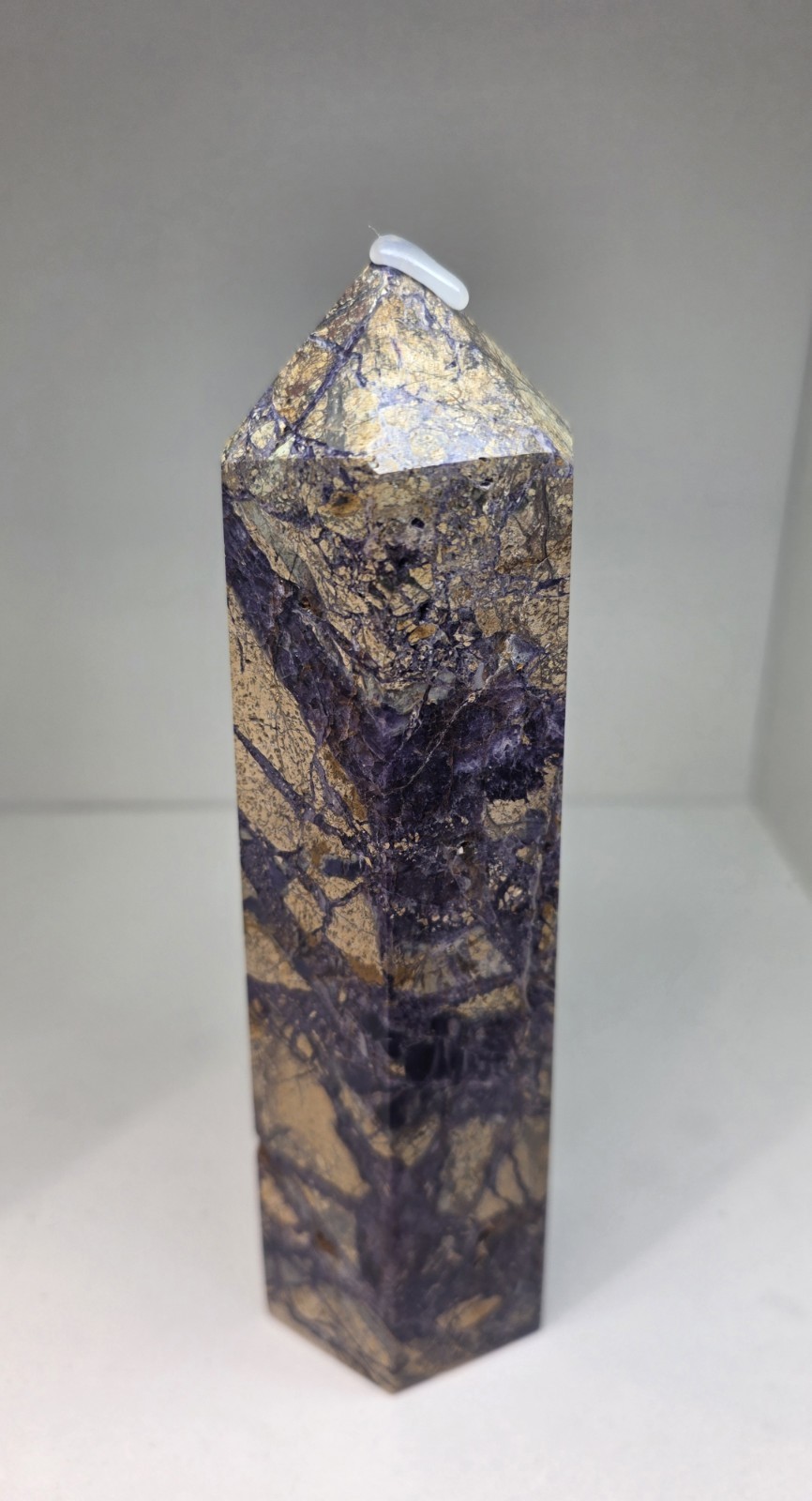 Root Fluorite Tower 2 lb Purple Gold Brecciated Crystal Point Statement Piece