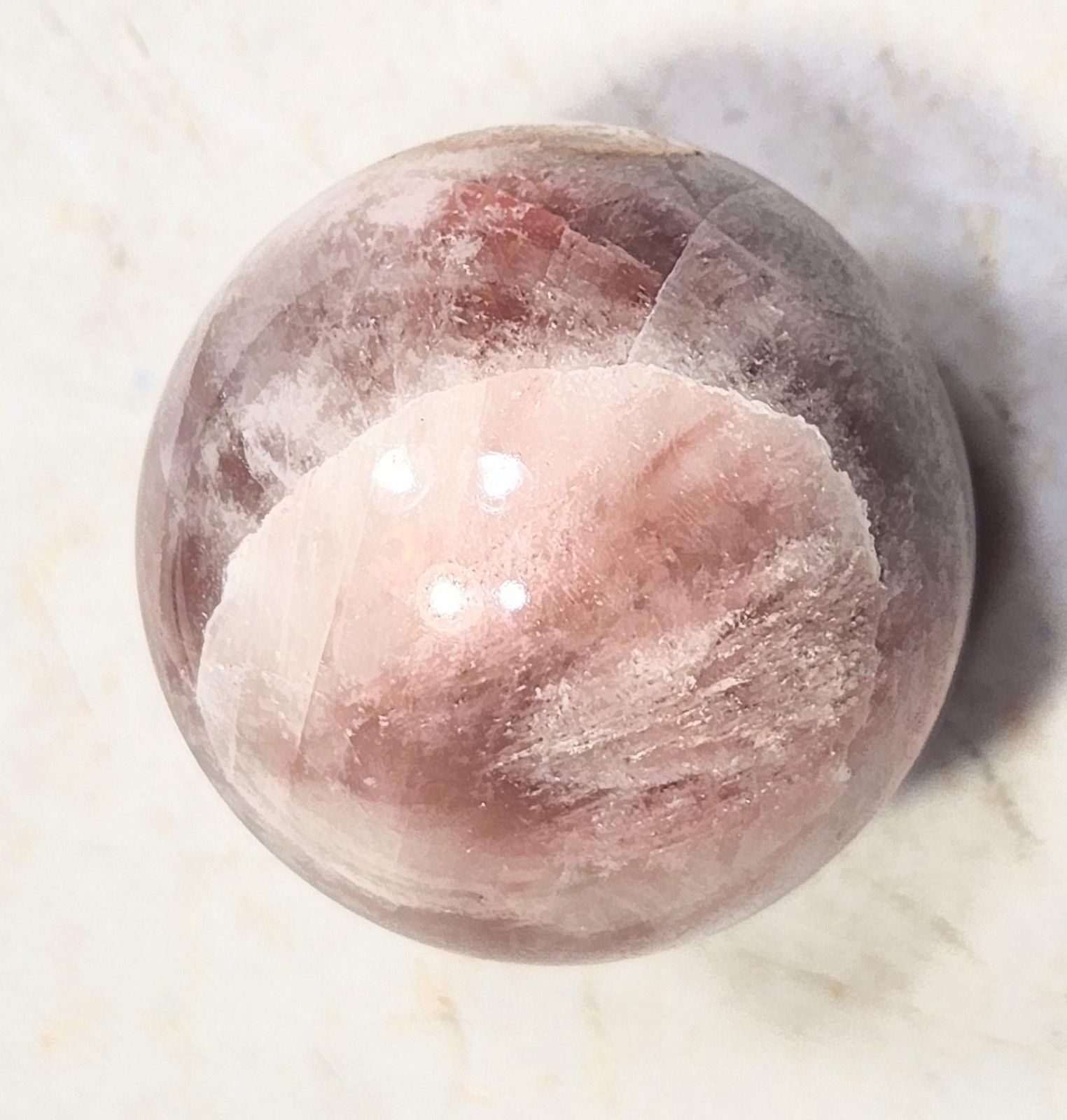 Fluorescent Boquillas Calcite 38mm Sphere – Stunning SW LW Mexican Mineral 6436