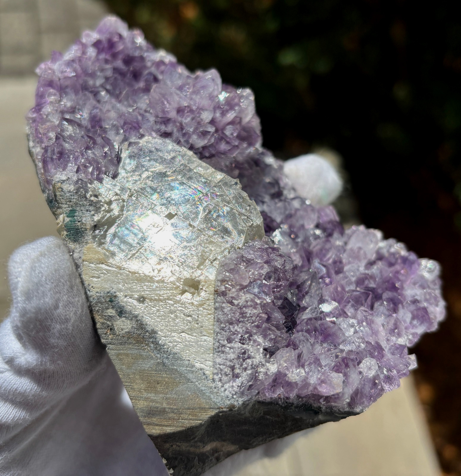 USA SALE 629g/1.38LB AMETHYST with CLEAR CALCITE SPECIMEN FREE STANDING FREEFORM