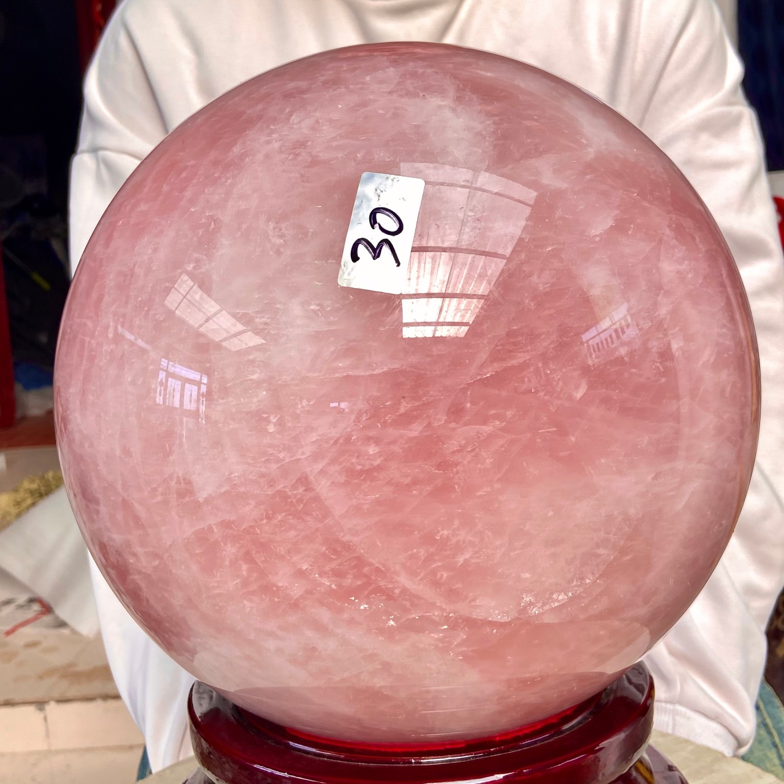 66.13LB Natural Crystal Pink Rose Chakra Quartz Sphere healing ball Specimen