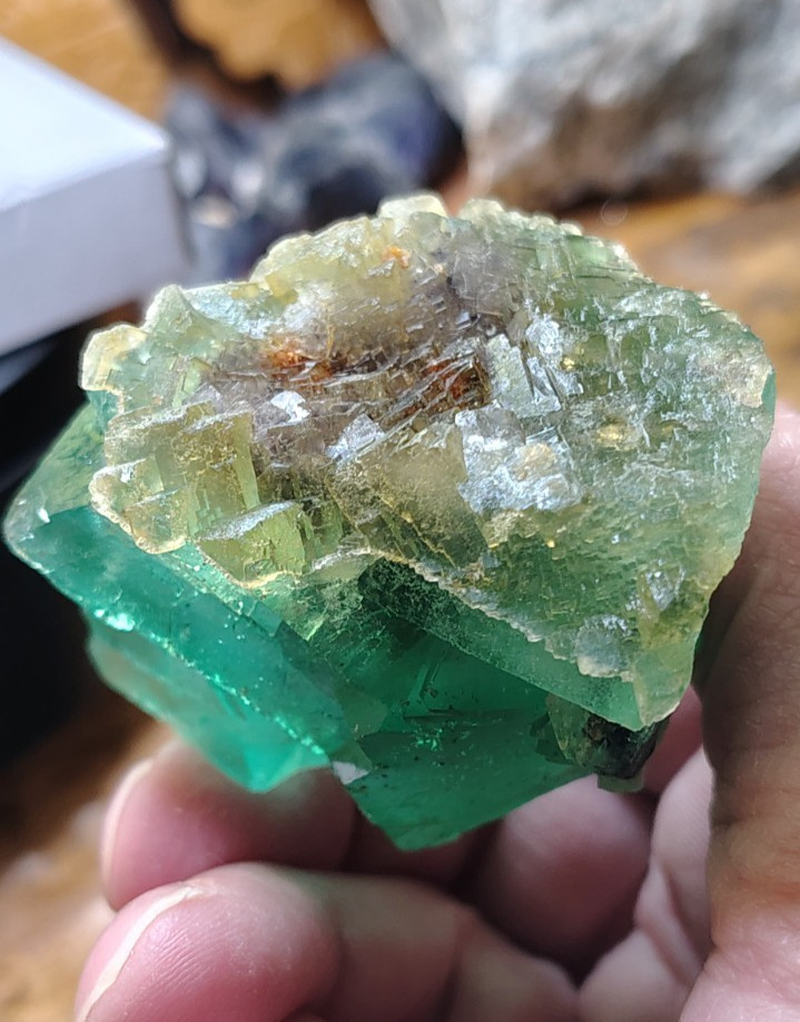 Neon Green Yellow Fluorite octahedrons TOP CLASS Riemvasmaak South Africa