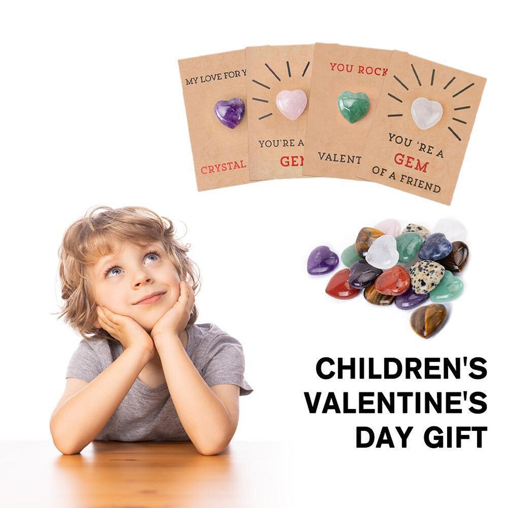 Valentines Day Gifts for Kids – 24Pack Valentines Cards with Heart-Shape Crystal
