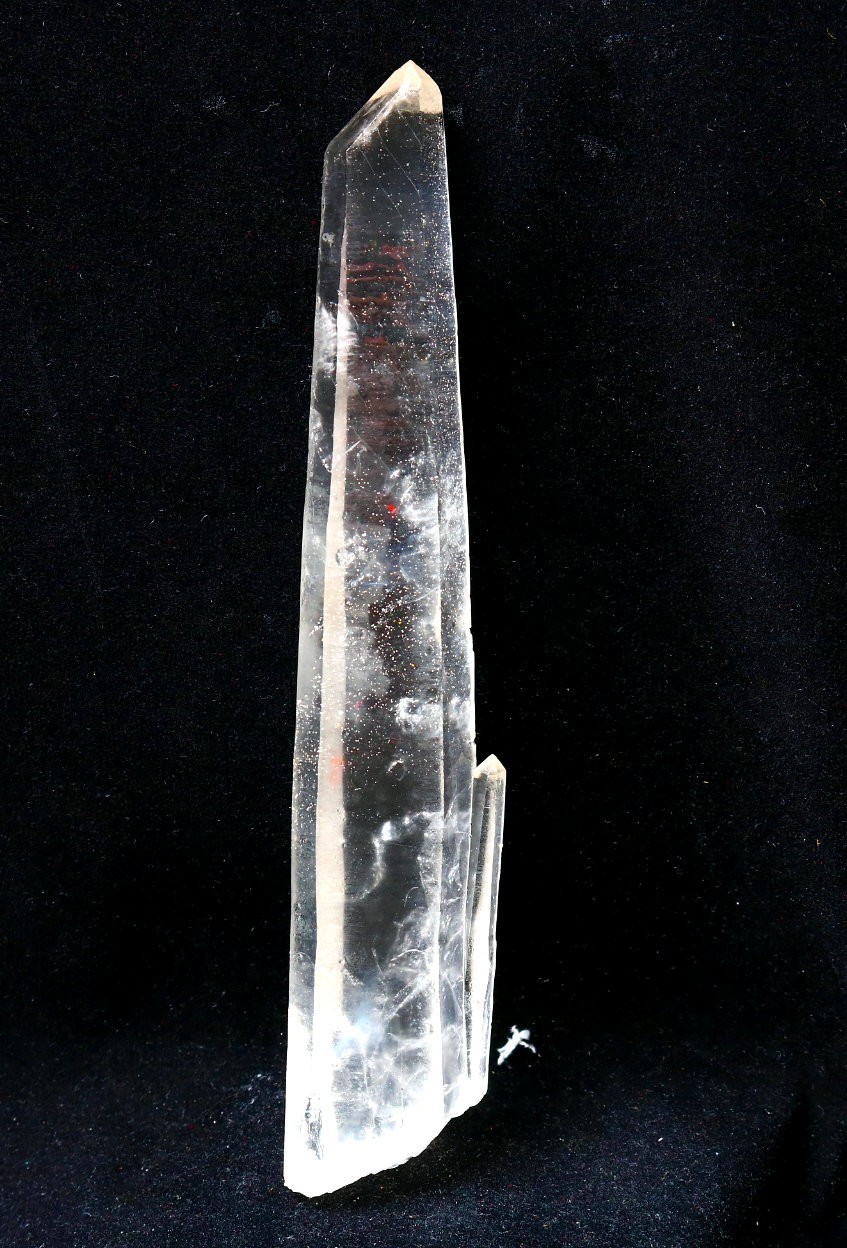 Natural transparent “blue needle pyramid” crystal iron ore mineral specimen