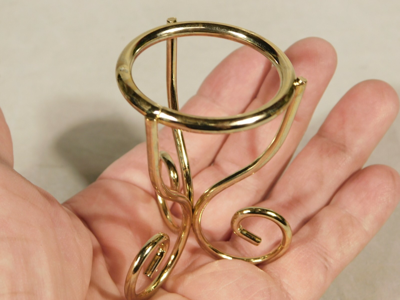Sphere Display Stand Metal Scroll Design Gold Color Small Size