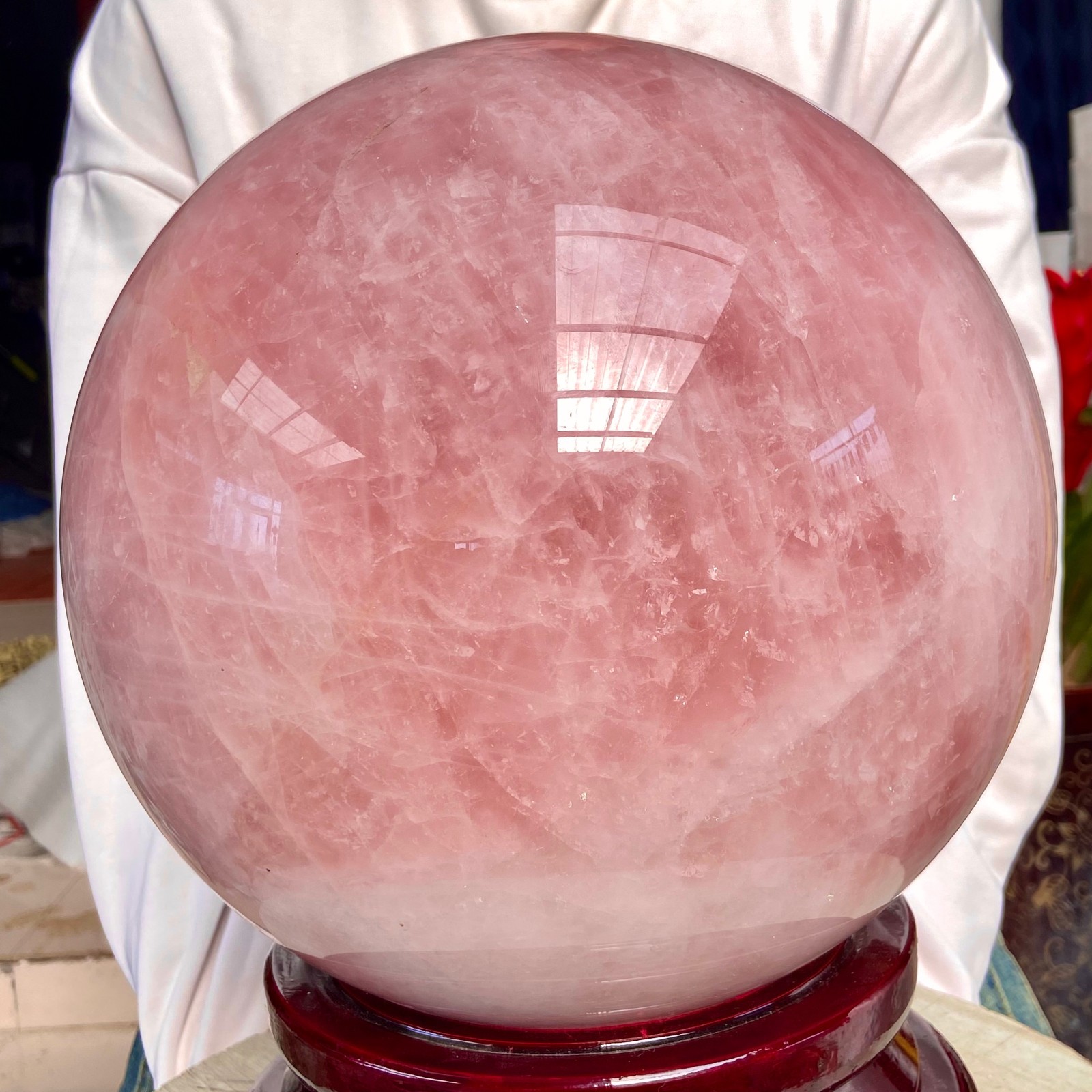 66.13LB Natural Crystal Pink Rose Chakra Quartz Sphere healing ball Specimen