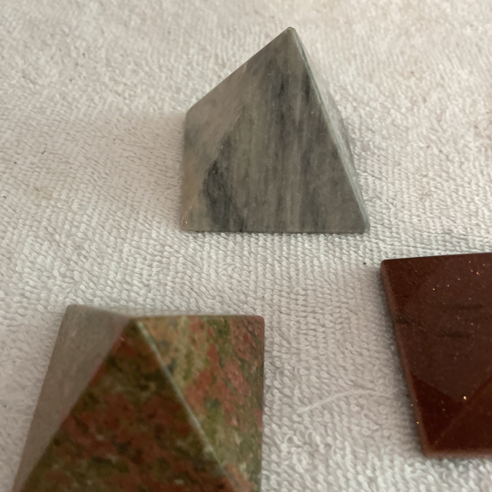 Polished Lot Of 5 Stone Pyramid Paperweight Egyptian Egypt mystic library travel