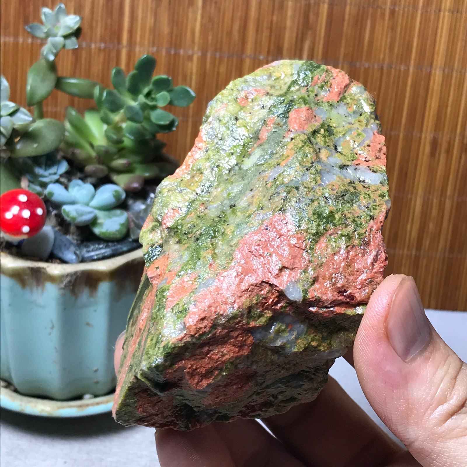 257g Natural Unakite Crystal gemstone Rough Mineral Specimen healing A6362