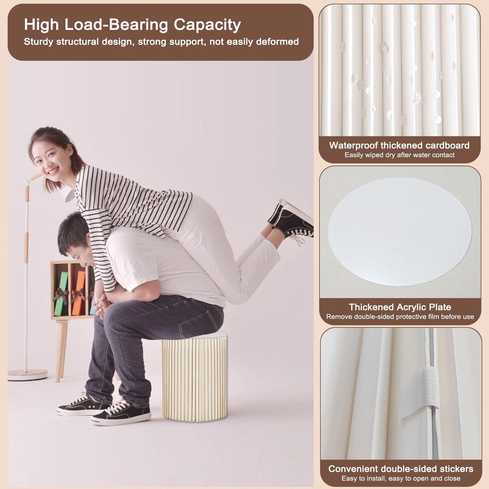 4Pack Cylinder Stands for Party, Foldable Cardboard Columns with 4 Clear Roun…