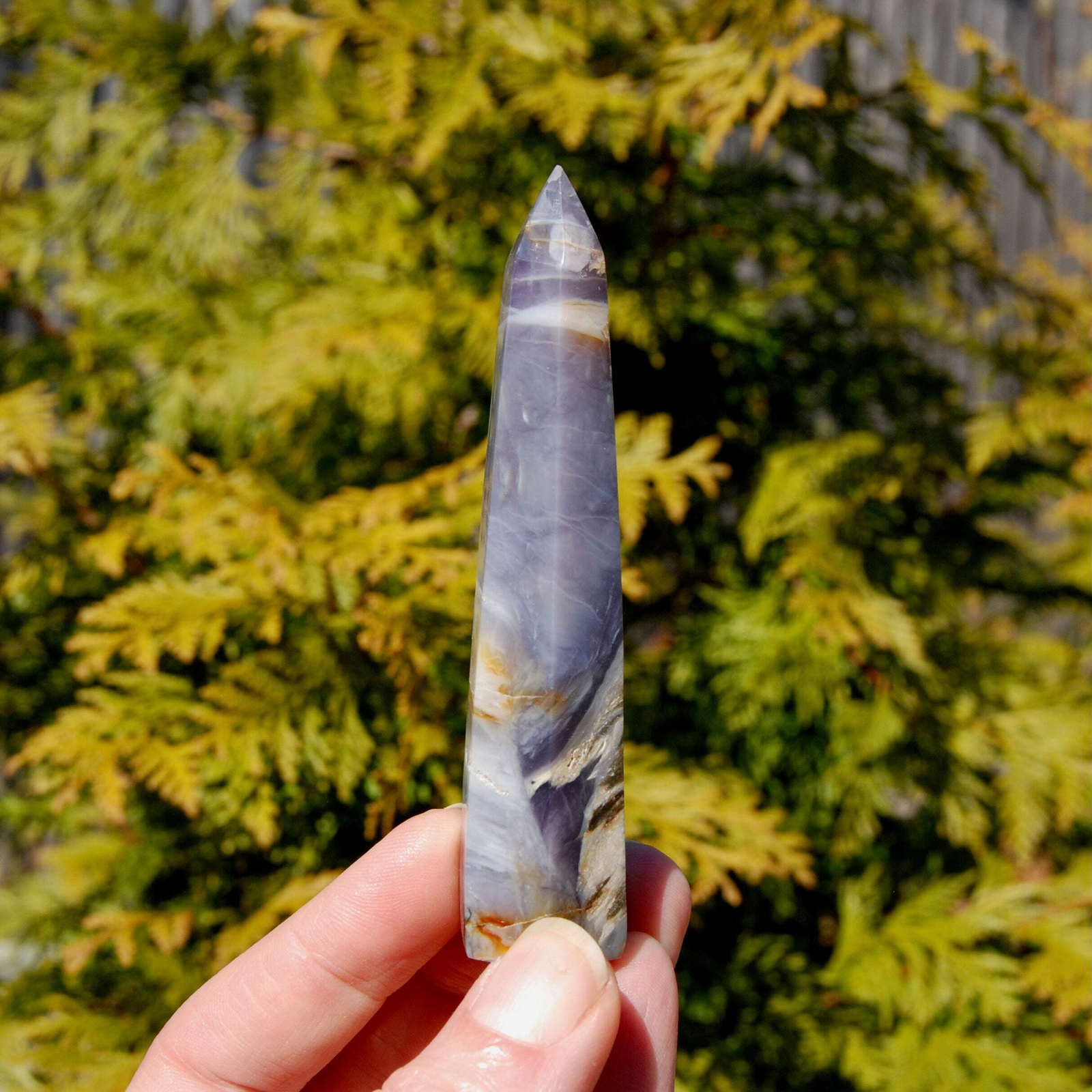 3.75in 58g Purple Chalcedony Crystal Tower, Violet Agate, Indonesia