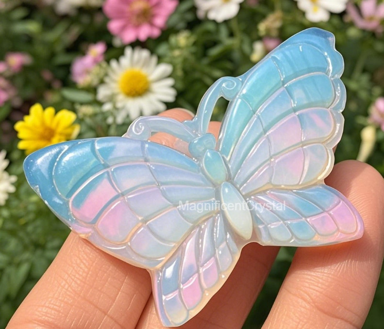 1pc Opalite Butterfly Crystal Carved Home Decor Healing Energy Housewarming Gift