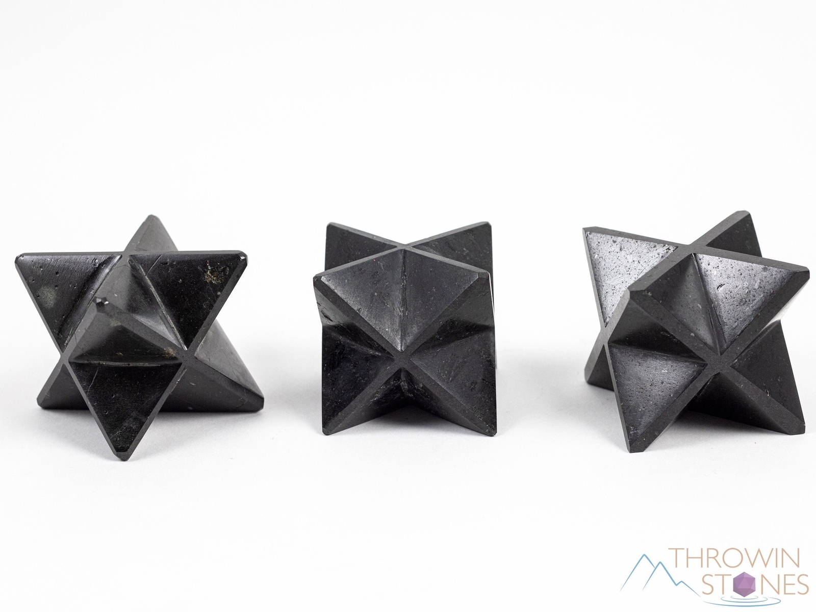 BLACK TOURMALINE Crystal Merkaba Irregular – Sacred Geometry Star Decor E2167