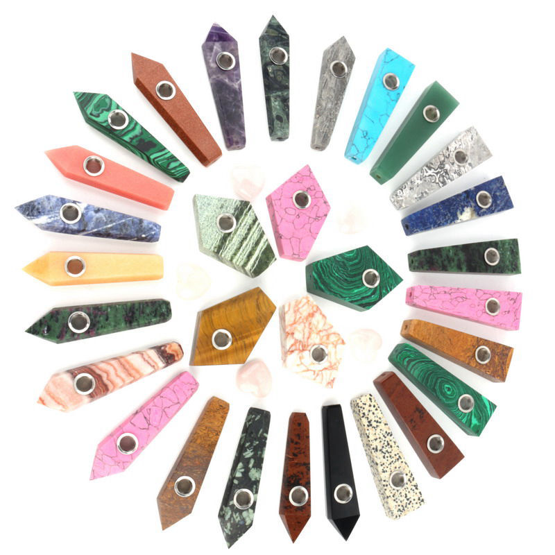 Natural Quartz Crystal Smoking Pipe Obelisk Point Rock Wand Reiki Healing Stone