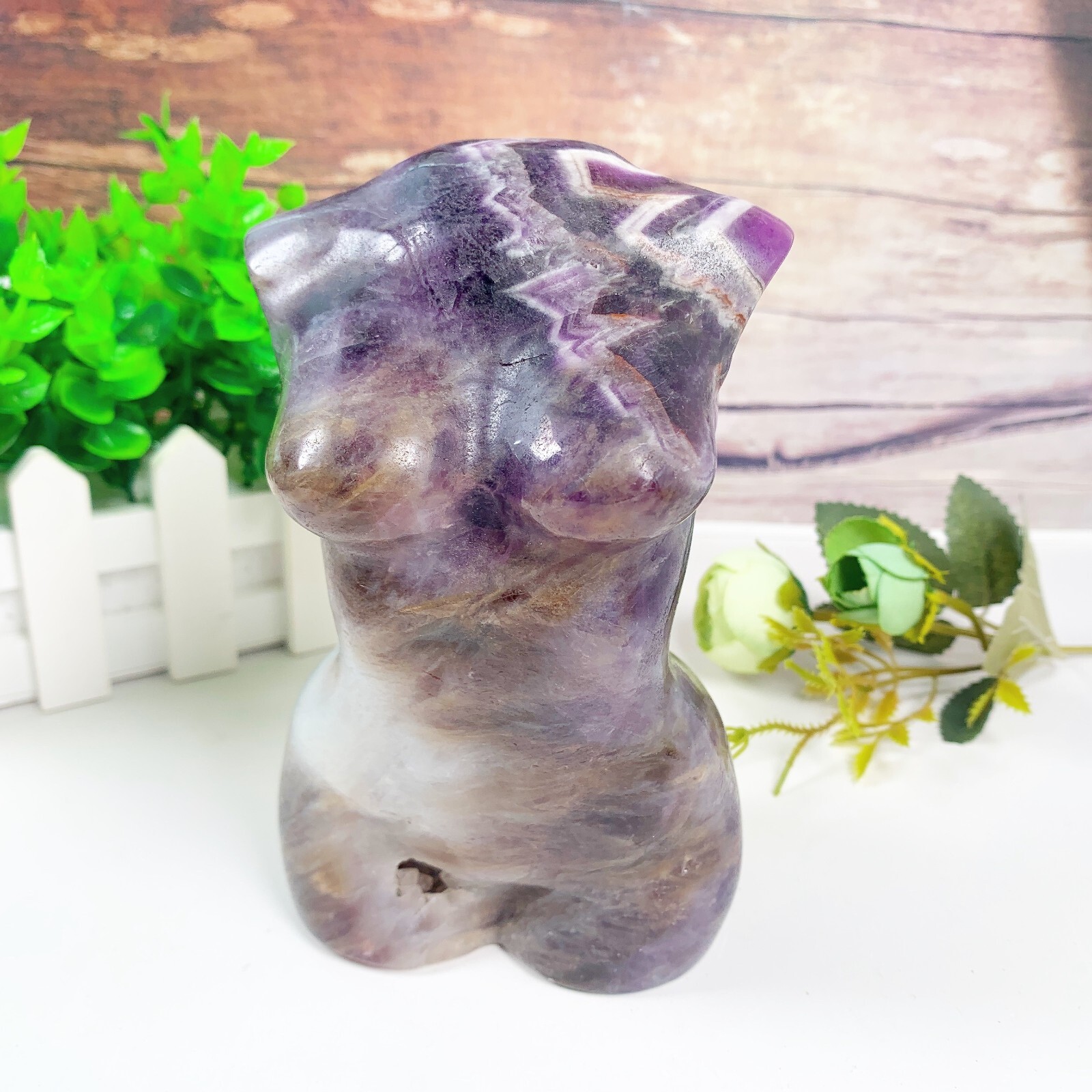 1pc Natural amethyst goddess Crystal woman body carving Home decoration