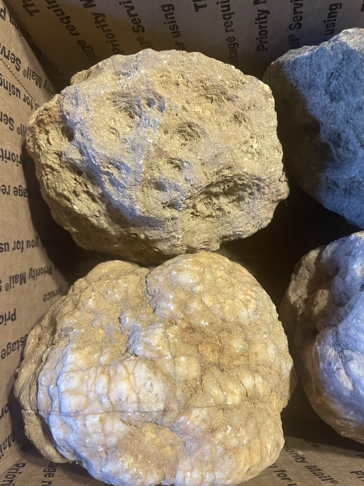 BOX OF KENTUCKY GEODES:4 BIG GEODES ALL RATTLE *4=20 LBS* ALL RATTLE