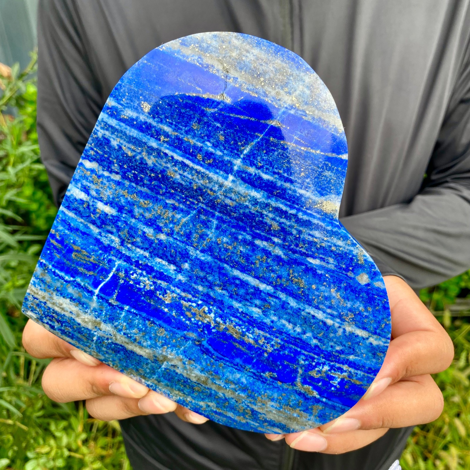 2.1LB Natural Polished Lapis Lazuli Heart Stone Chakra Healing Crystal Home De