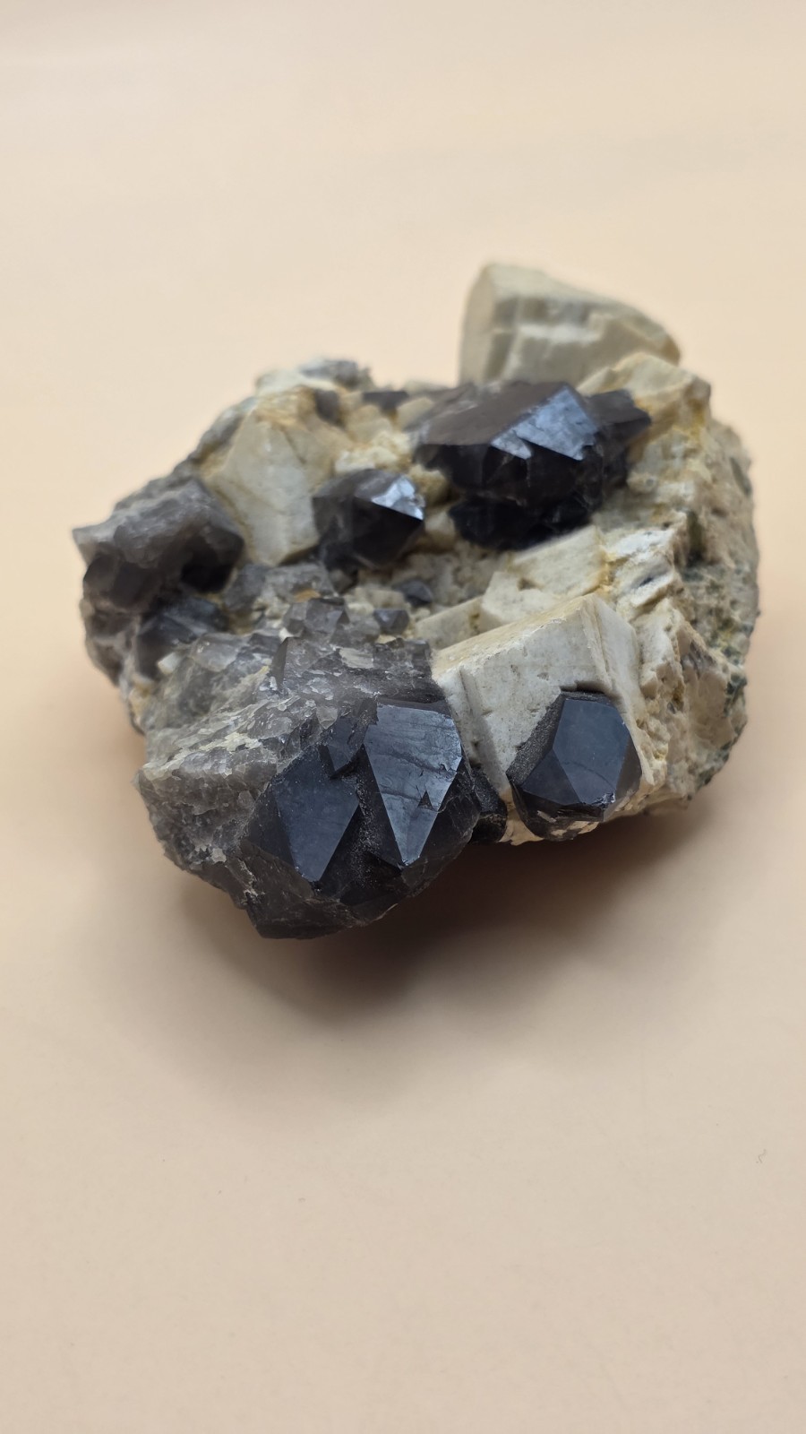 Smoky Quartz & Orthose Crystal Cluster – Fujian China – 8x6x9.5cm – 0.5 lb