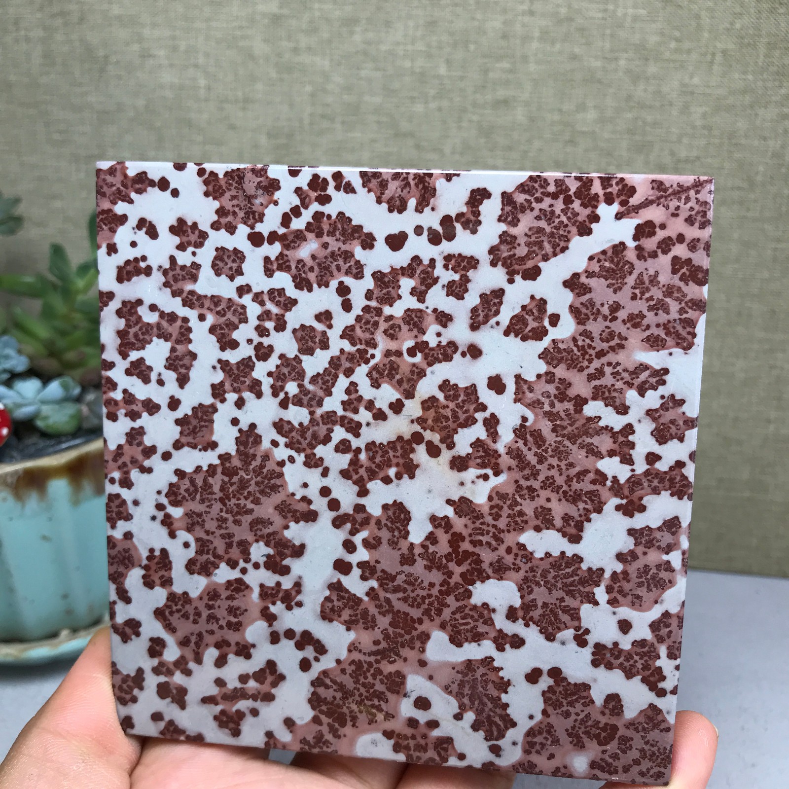Natural Chinese painting stone crystal ornaments for home decoration 284g A5364