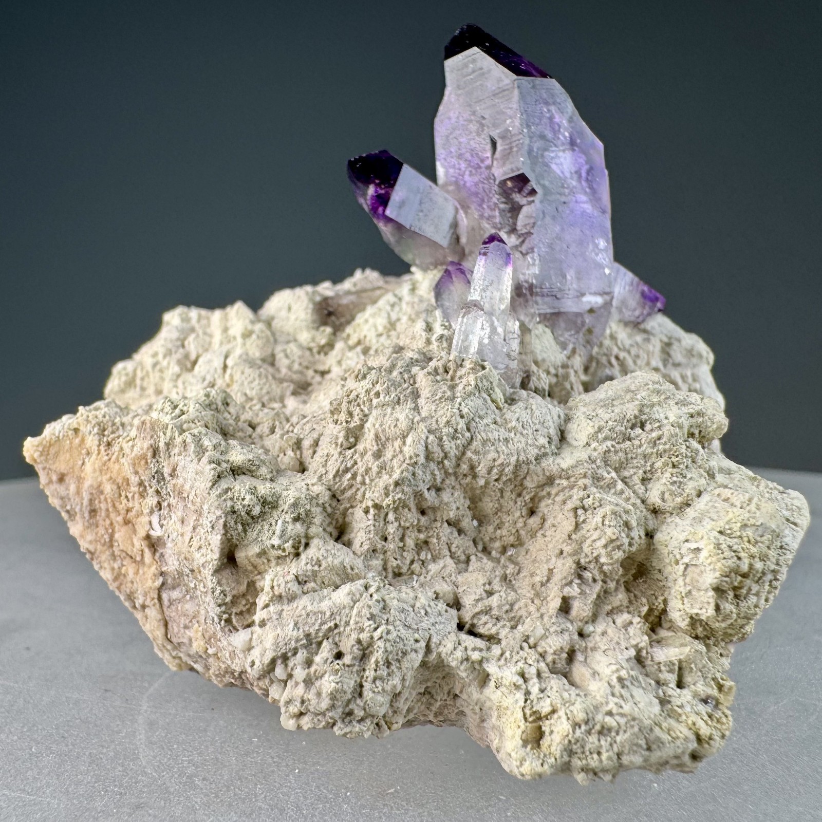 Fine Amethyst Crystals on Microcline: Brandberg Complex, Brandberg Area, Namibia