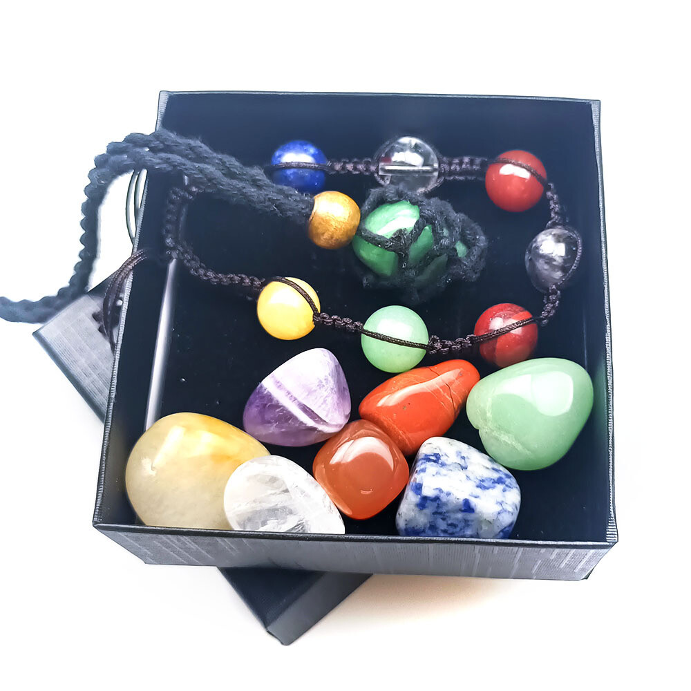 7 Chakra Stone Bracelet Reiki Healing Crystal Natural Gemstone Braided Rope US##