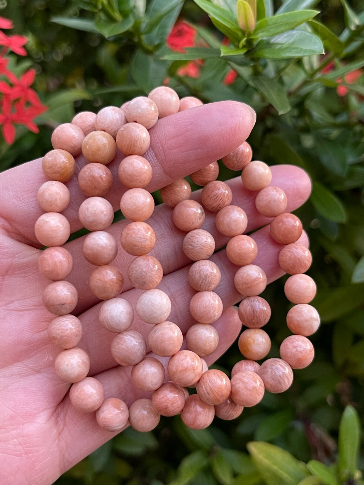 Sunstone Crystal Bead Bracelet 8mm, Genuine Sunstone Opaque Gemstone Bracelet