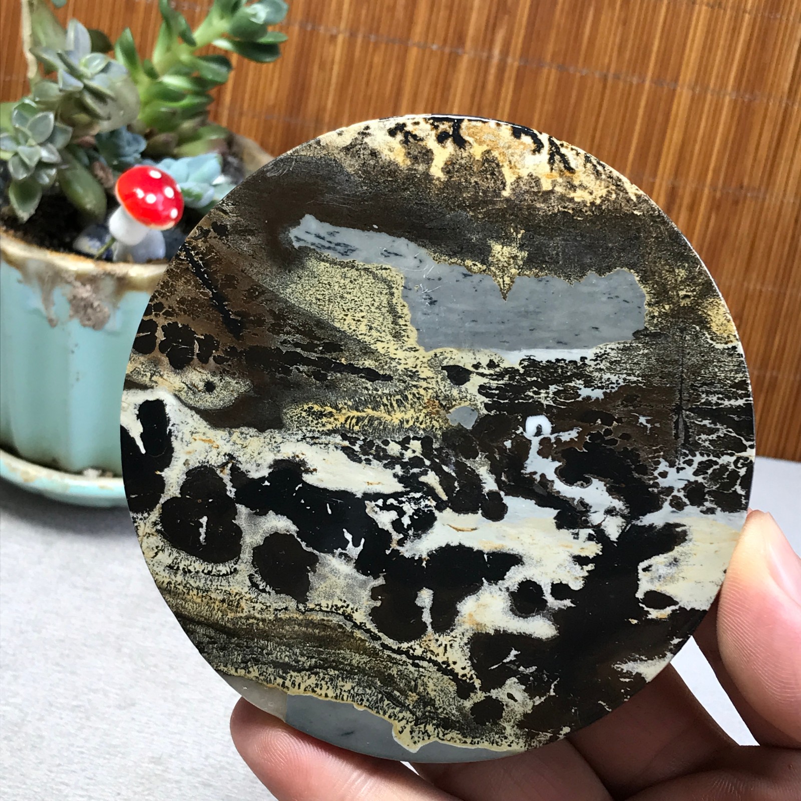 99mm Natural Chinese painting stone crystal ornaments for home decoration A6401