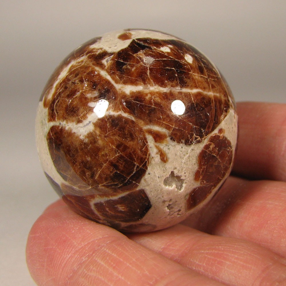 40mm Red GARNET in WOLLASTONITE Crystal Polished Sphere Ball w/ Stand – Namibia