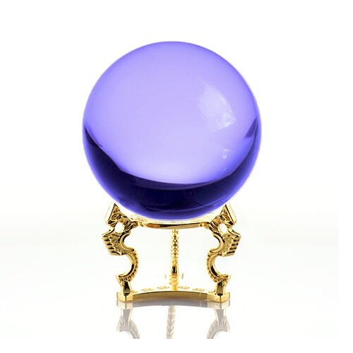 Crystal Ball Sphere for Feng Shui, Meditation, Decor, with Gold Dragon Stand.